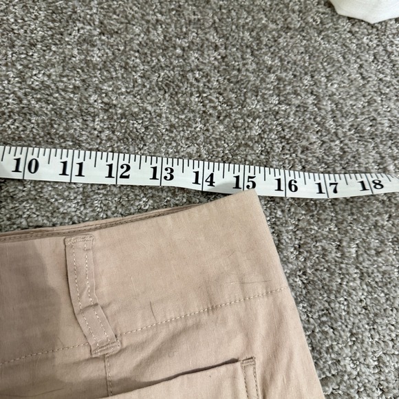 Maeve The Colette Wide Leg Cropped Pants Beige Linen Blend Size 32 - Picture 4 of 9